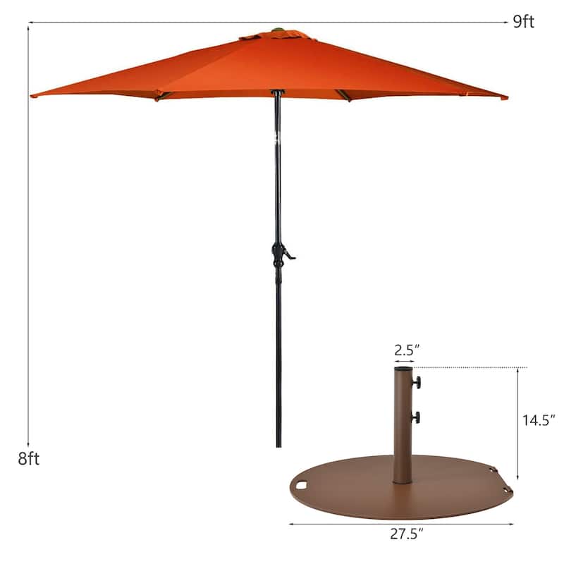 Costway 9ft Patio Umbrella Outdoor W/ 50 LBS Round Umbrella Stand W/
