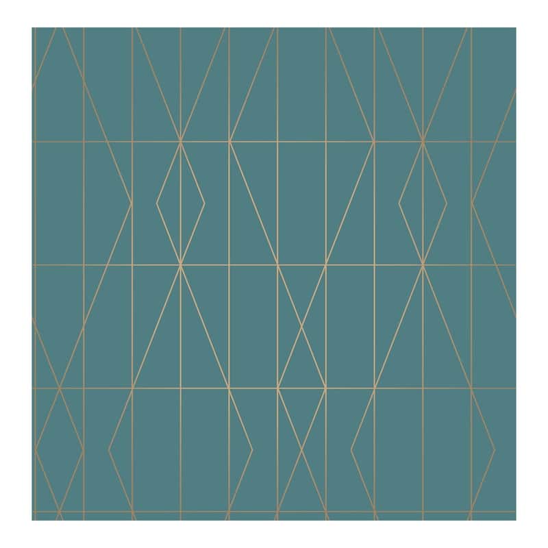 Brewster LeVeque Teal Deco Diamond Geo Wallpaper - 20.5 x 396 x 0.025
