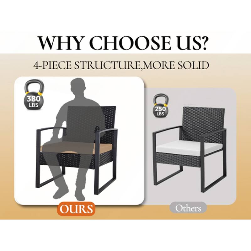 3 Piece Outdoor PE Wicker Furniture Set