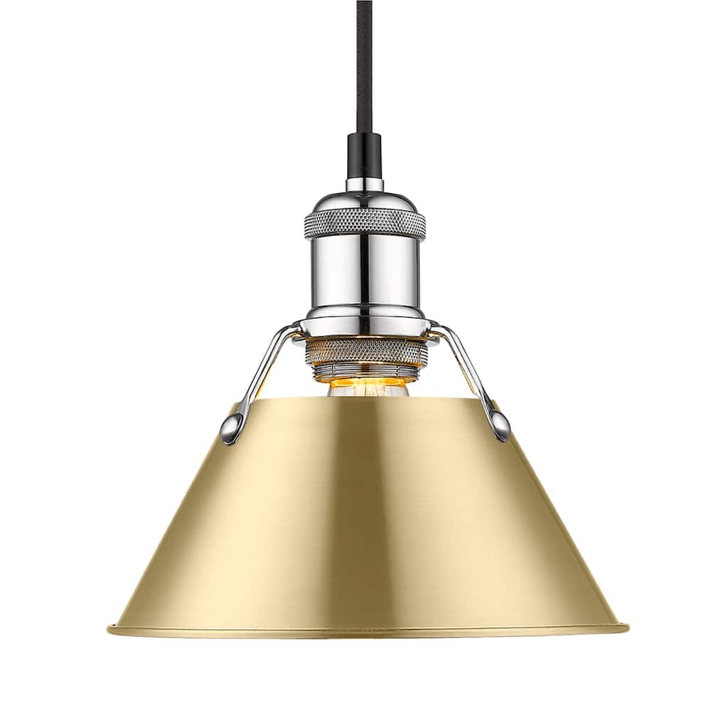 Yep by Golden Lighting Orwell 1-light 8in Pendant in Chrome and Brushed Champagne Brass shade - Silver