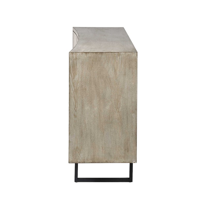 HomeRoots 68" Light Brown Solid Wood Sideboard with Four Doors - 15.5' X '31.5' X '68
