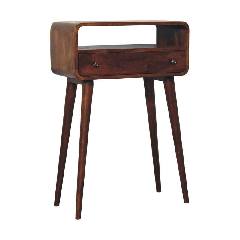 Artisan Furniture Solid Wood Chestnut Nordic Style One Drawer & One Open Slot Console Table