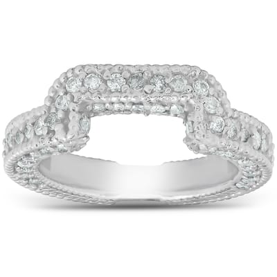 3/4ct Vintage Curved Diamond Ring Guard White Gold