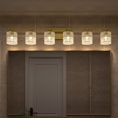 Acroma 6-light Modern Statement Crystal Bathroom Vanity Light - 45 inches