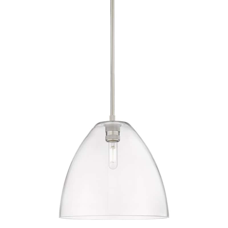 Innovations Lighting 434-1S-11-12 Crown Point Pendant Dome Crown Point - Satin Nickel / Clear