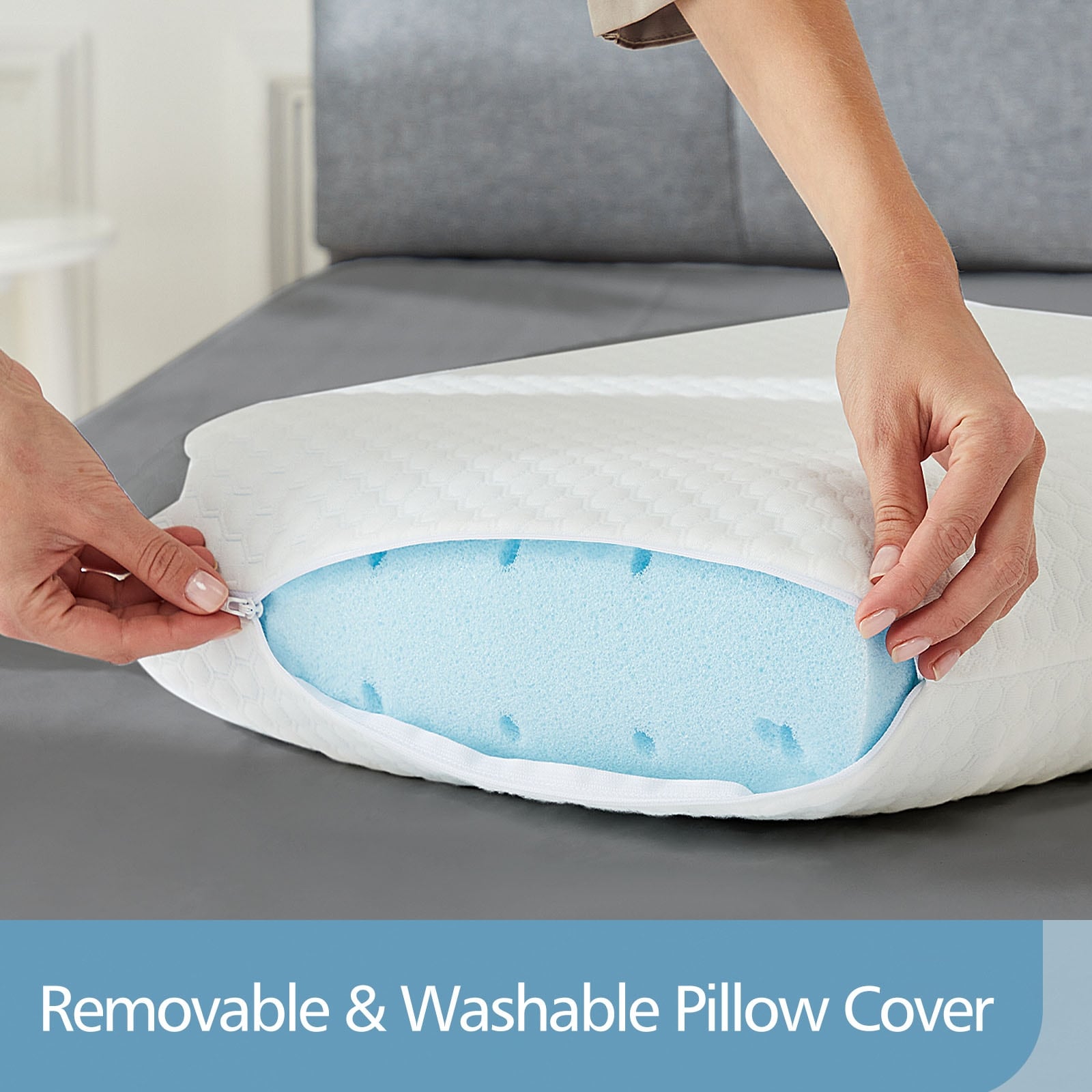 Memory Foam Pillow for Sleeping Cooling Pillows Hotel Quality Pillow Cooling Gel for Side Back Stomach Sleepers White On Sale Bed Bath Beyond 34827150