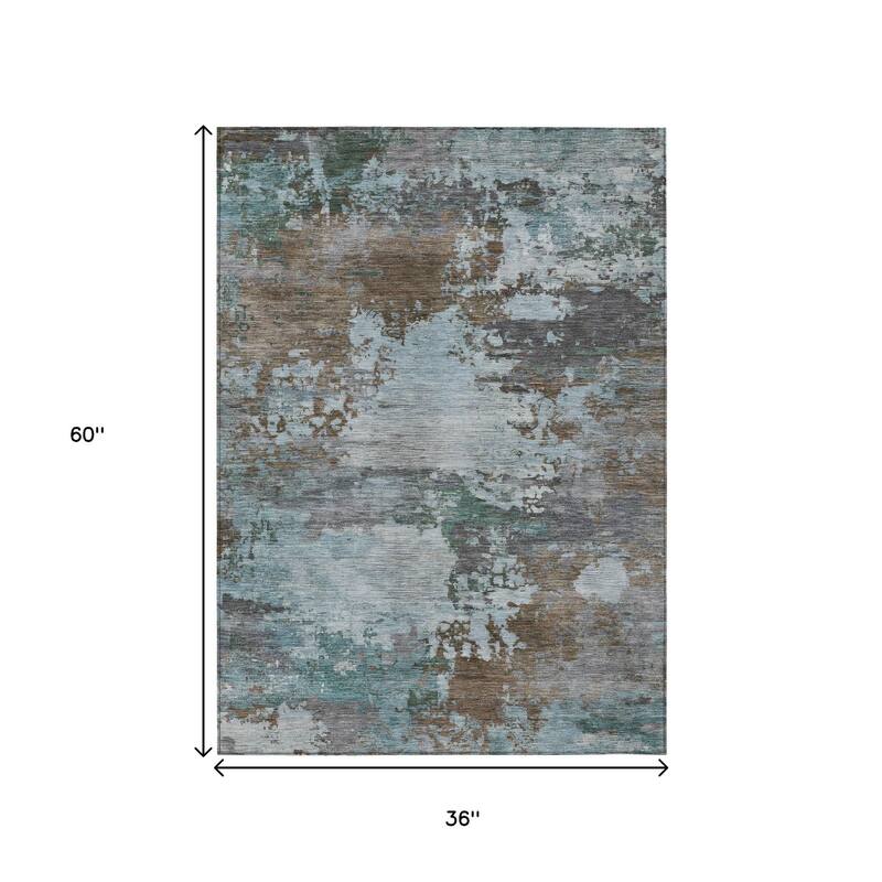 HomeRoots Abstract Transitional Rectangle Outdoor Rug