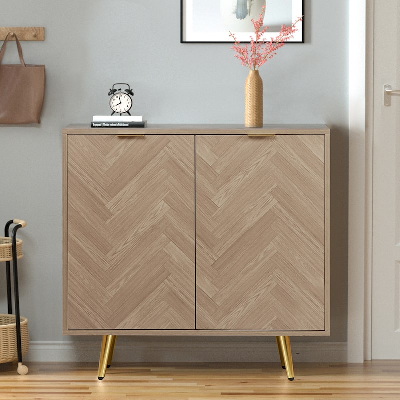 Anmytek Modern Wood 2-Door Buffet Sideboard Kitchen Accent Cabinet with Adjustable Shelf - 30.8" W x 15.7" D x 30.5" H