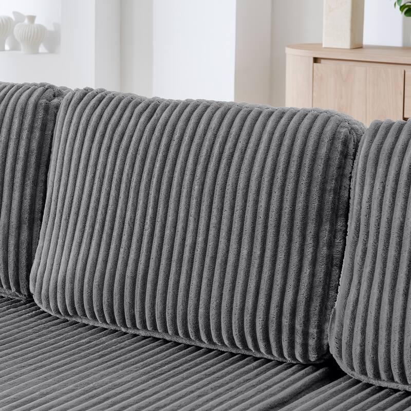 132.48" Corduroy U-Shaped Modular Sectional Sofa with Sleeper