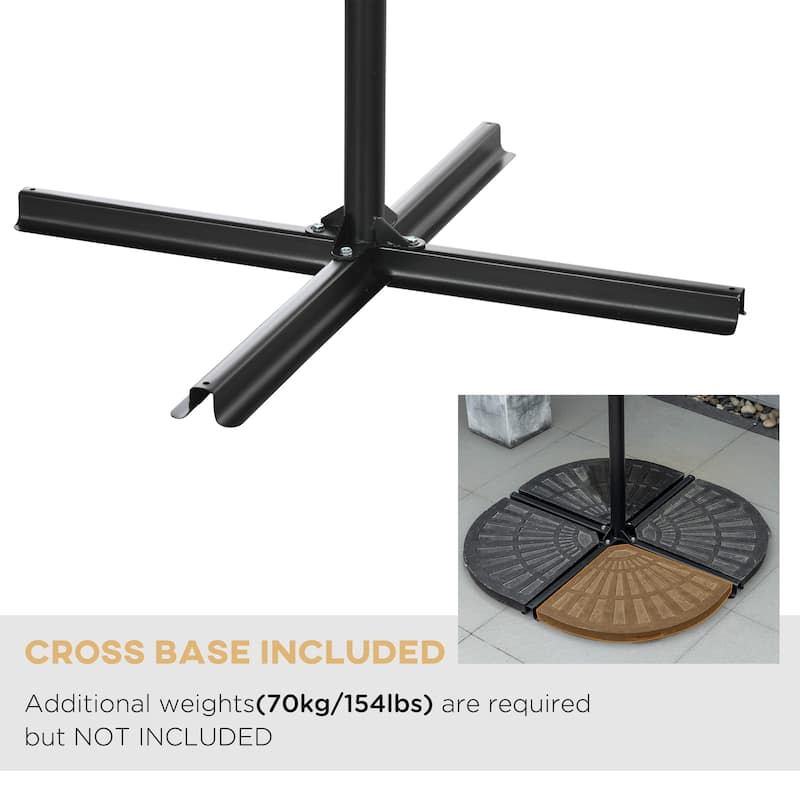 Outsunny 10FT Cantilever Umbrella, Offset Patio Umbrella with Crank and Cross Base for Deck, Backyard