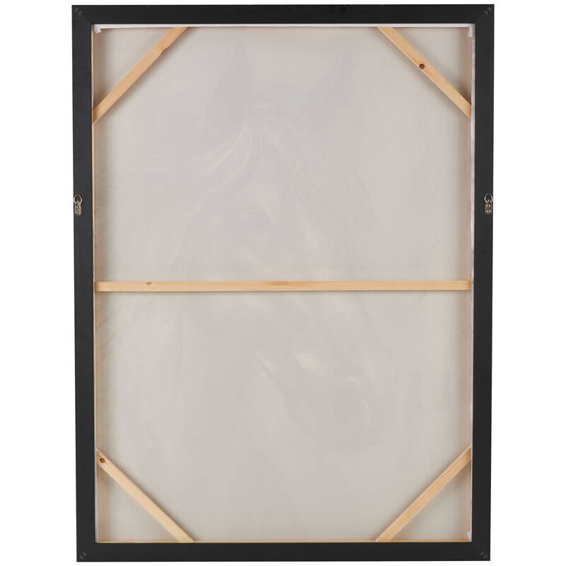 Black Canvas Hand Drawn Inspired Shaded Horse Framed Wall Art with White Background