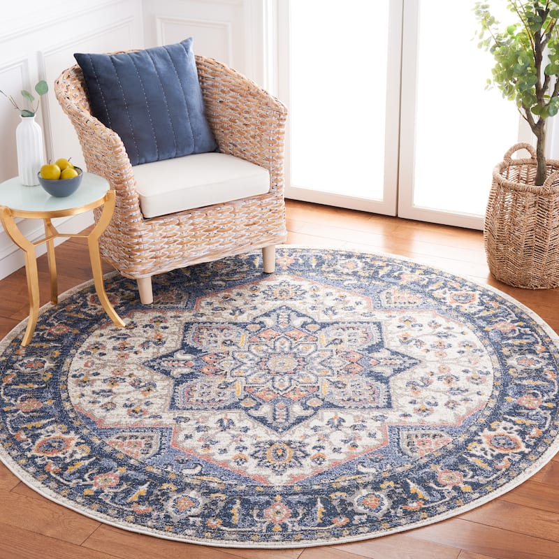 SAFAVIEH Astoria Margund Oriental Rug - 6'7" Round - Blue/Rust
