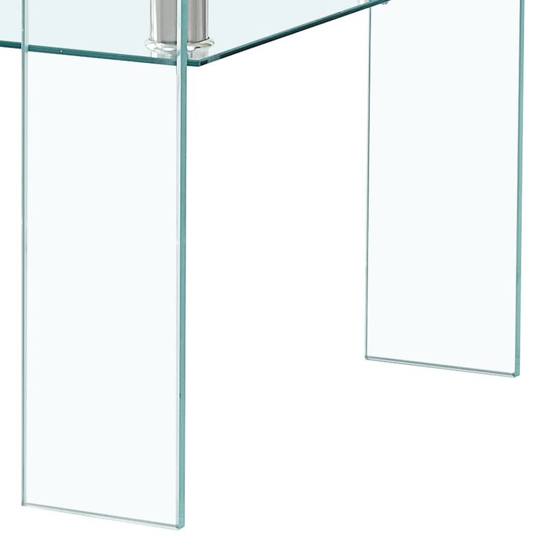 Rectangle Clear Glass Coffee Table,Modern Glass Coffee Table,2-Tier Storage Center Coffee Table,Tempered Glass Tea Table