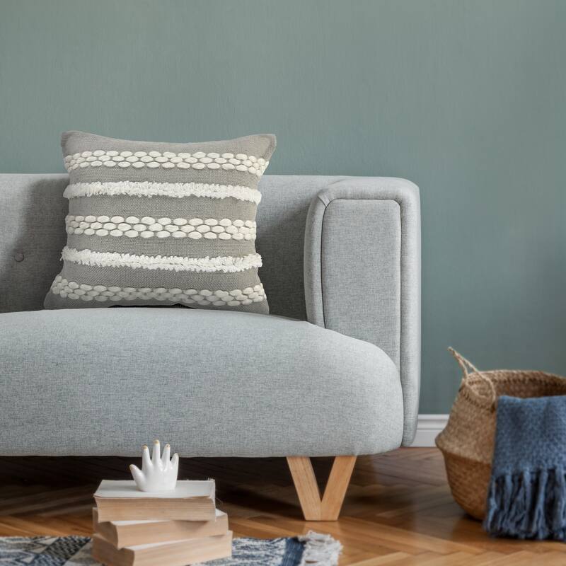 Sevita Gray Textured and Tufted Throw Pillow