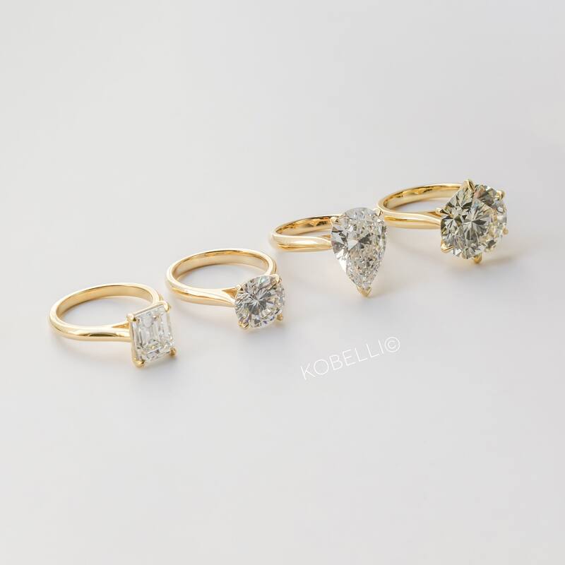 Kobelli 3.49 Carat Natural Diamond GIA Certified 14k Solid Gold Round Solitaire Cathedral One-of-a-Kind Franz Engagement Ring