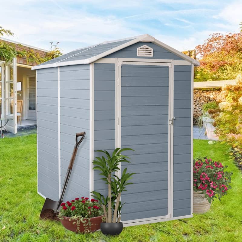 6x4ft Resin Outdoor Storage Shed Kit-Perfect to Store Patio Furniture - Grey