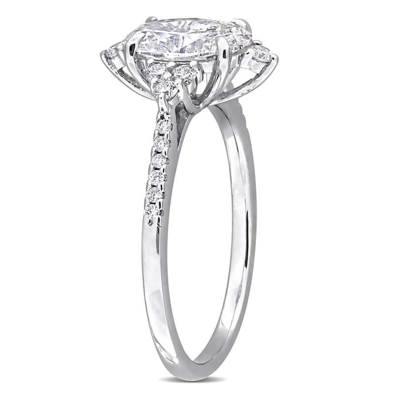 1 1/2ct TW Oval Round-Cut Lab-Grown Diamond Engagement Ring in 14k White Gold
