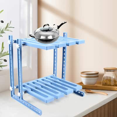 Kitchen Storage Rack Under Sink Shelf Blue Cabinet Holder - 18.89*11.81*15.98inches