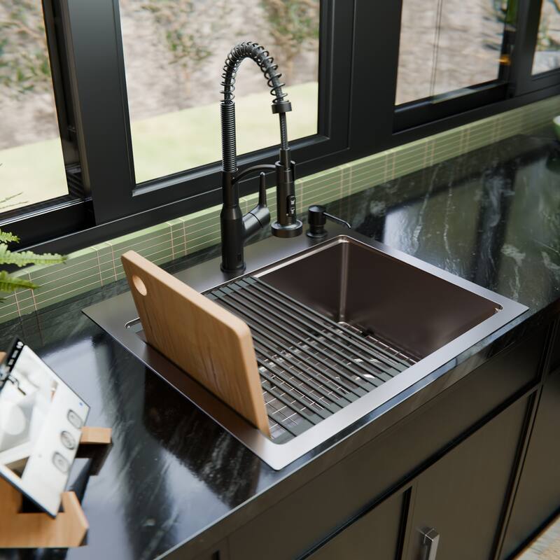 Karran USA WSTMSB2533-PK1 Fusion 25" Drop In Single Basin Stainless