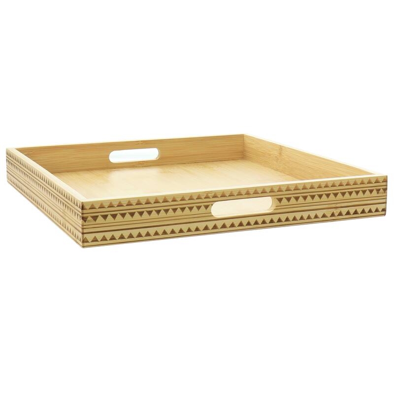 15 Inch Wood Serving Tray with Built-in Handles