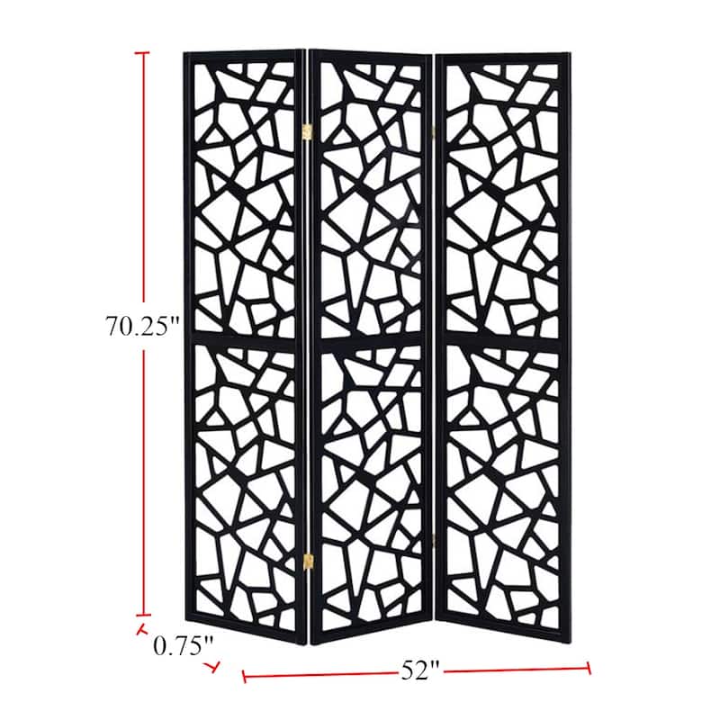3 Panel Intricate Mosaic Screen in Black