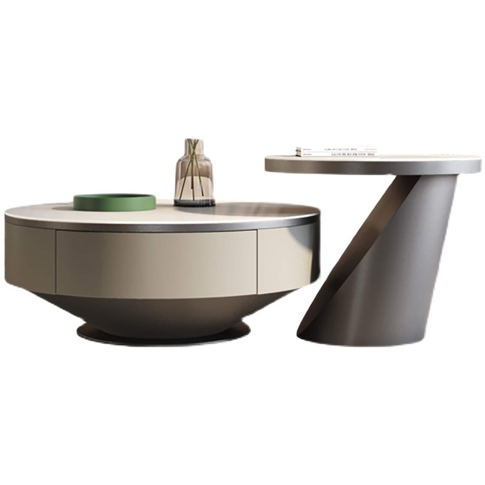 Luxmod Modern Round Tea Table Nesting Coffee Table