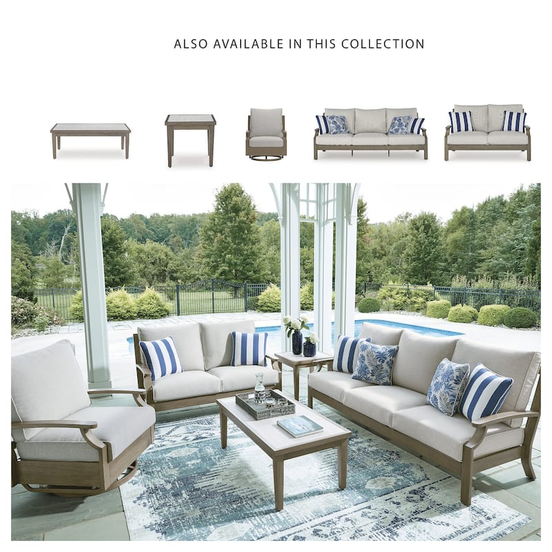 Signature Design by Ashley Rainier Ranch Brown/Beige Outdoor Coffee Table - 48.9" W x 25.28" D x 18.5" H