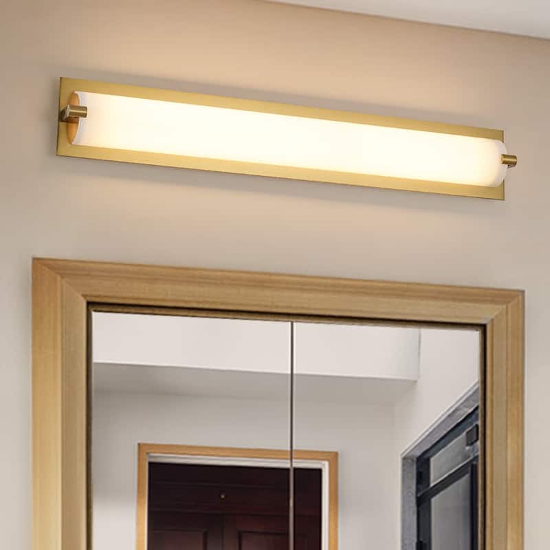 Modern Linear Opal Glass Dimmable Bathroom Vanity Light 26 in