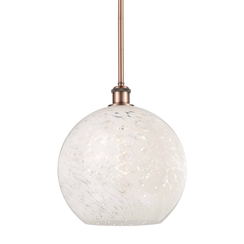 Innovations Lighting 516-1S-14-12 White Mouchette Pendant White - Antique Copper / White Mouchette