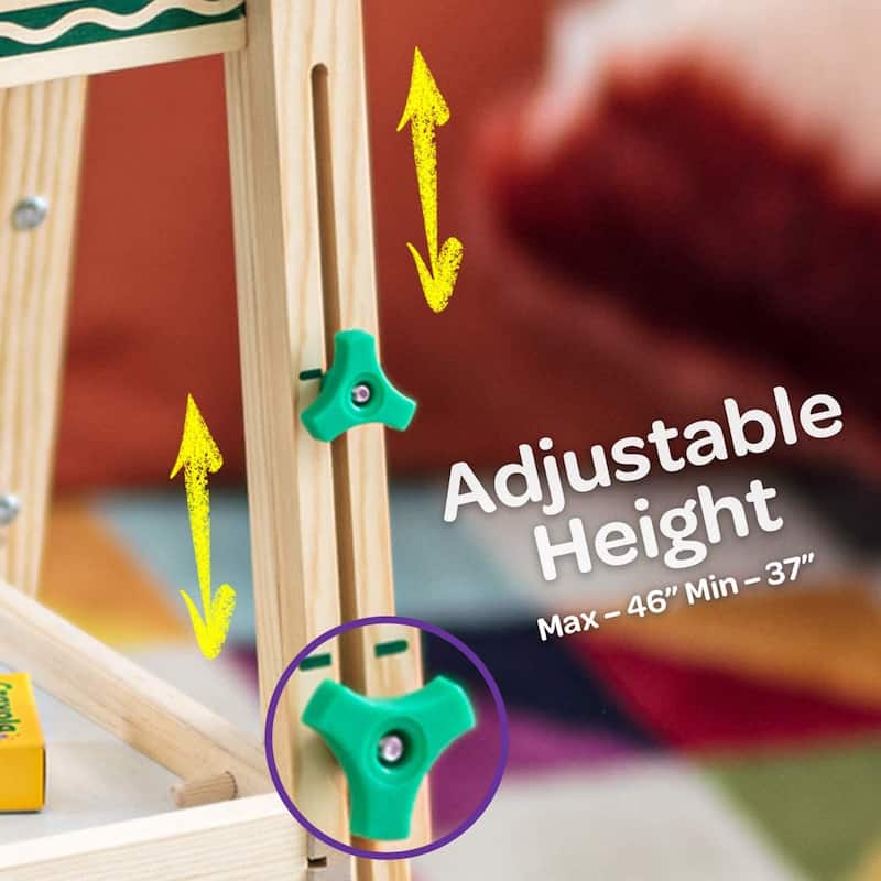 Crayola Kids Mini Dual Sided Wooden Art Easel w/ Chalkboard & Dry Erase Supplies - 10