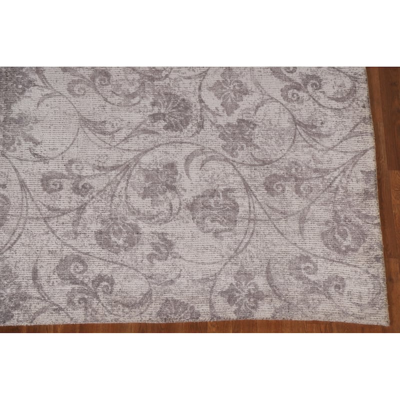 All-Over Floral Modern Oriental Area Rug Hand-Knotted Wool Carpet - 7'11"x 11'4"
