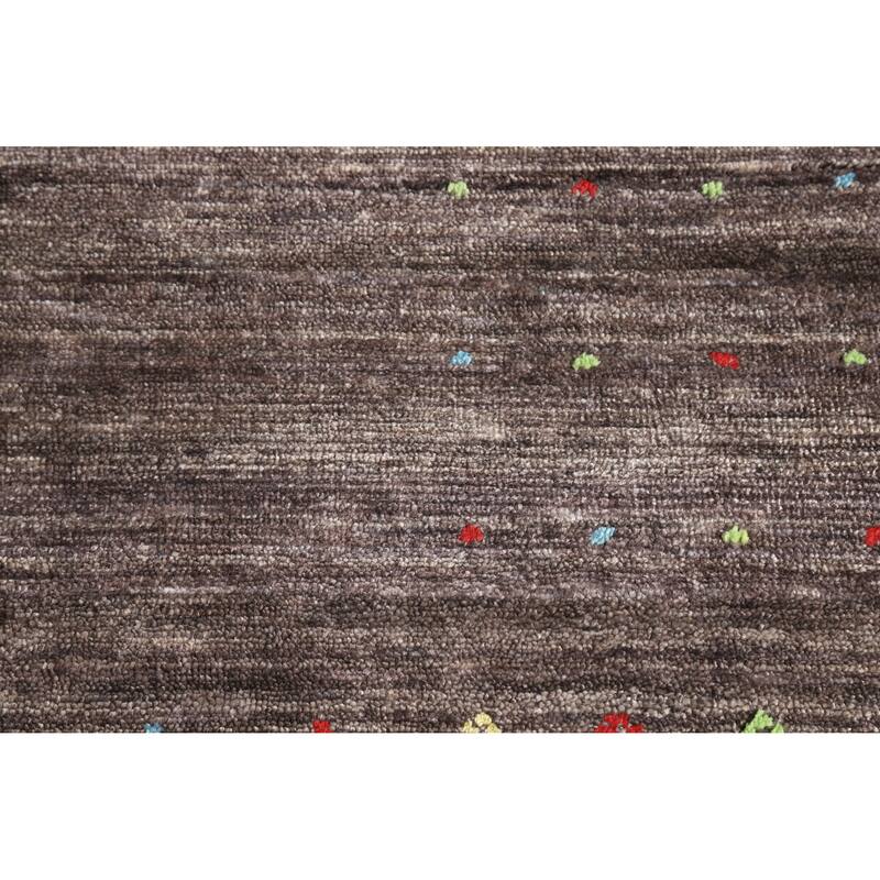 Hand Knotted Oriental 100% Wool Carpet Tribal Tribal Brown Gabbeh Area Rug - 9' 11'' X 7' 11''