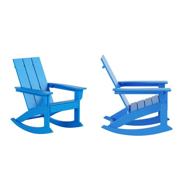 Laguna Modern Weather-Resistant Rocking Chairs (Set of 2) - Pacific Blue