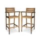 preview thumbnail 8 of 11, Stamford Outdoor Rustic Acacia Wood Barstool (Set of 2) by Christopher Knight Home