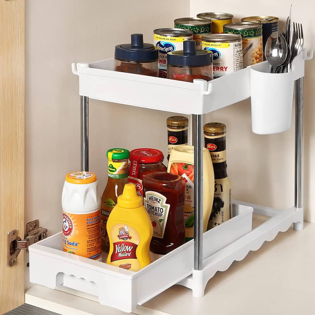 Under Sink Organizer with Sliding Storage Drawer