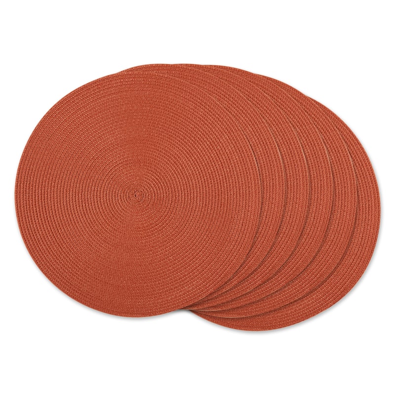 DII White Round PP Woven Placemat Set of 6 - Spice