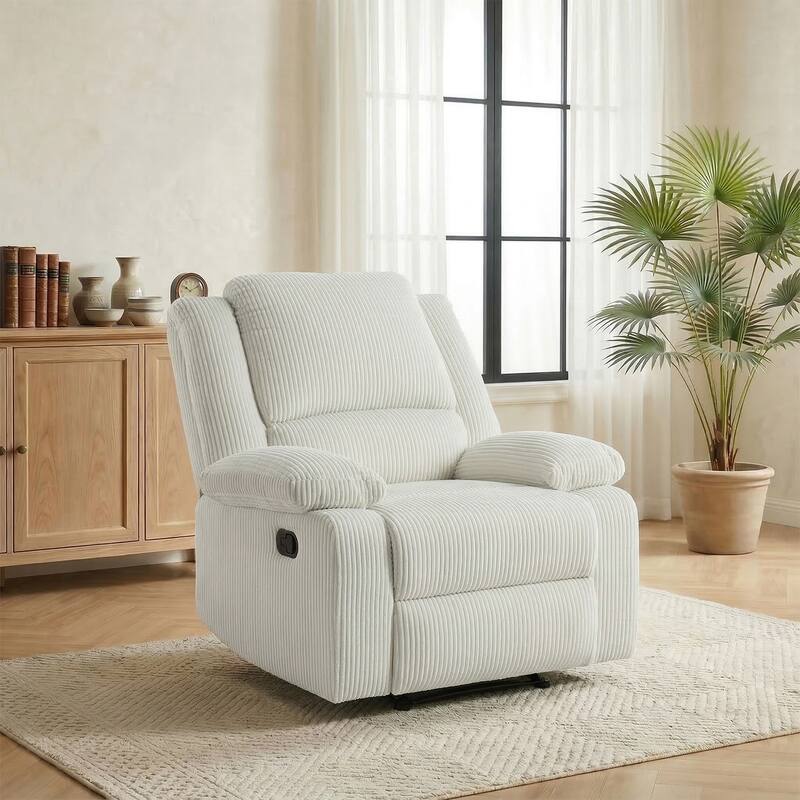 Corduroy Manual Recliner Chair with Footrest