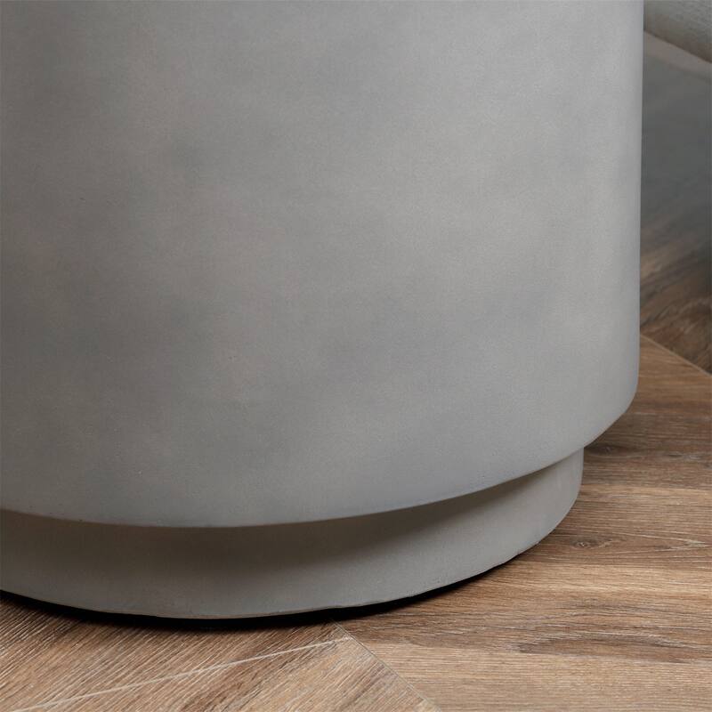 Round Lightweight Accent Table with Concrete Finish, 4 Adjustable Feet