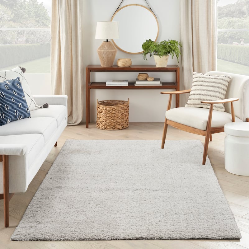 Nourison Modern Shag Indoor only Grey Solid Area Rug