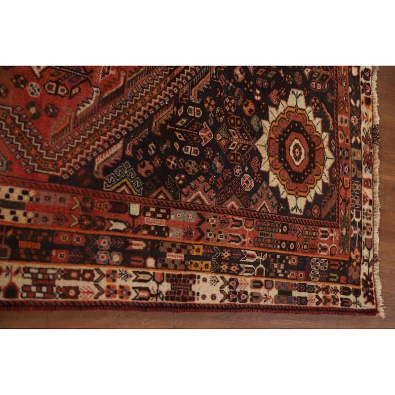Vegetable Dye Shiraz Persian Vintage Area Rug Handmade Wool Carpet - 5'11"x 9'1"