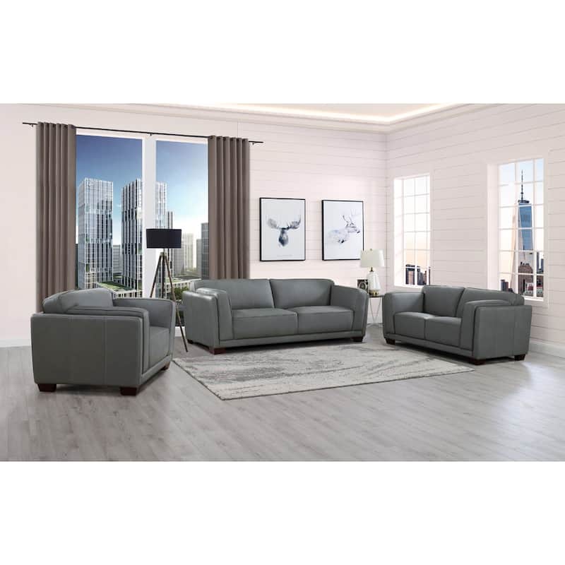 Hydeline Marshall Top Grain Leather Sofa Loveseat and Chair Set - Sofa, Loveseat, Chair