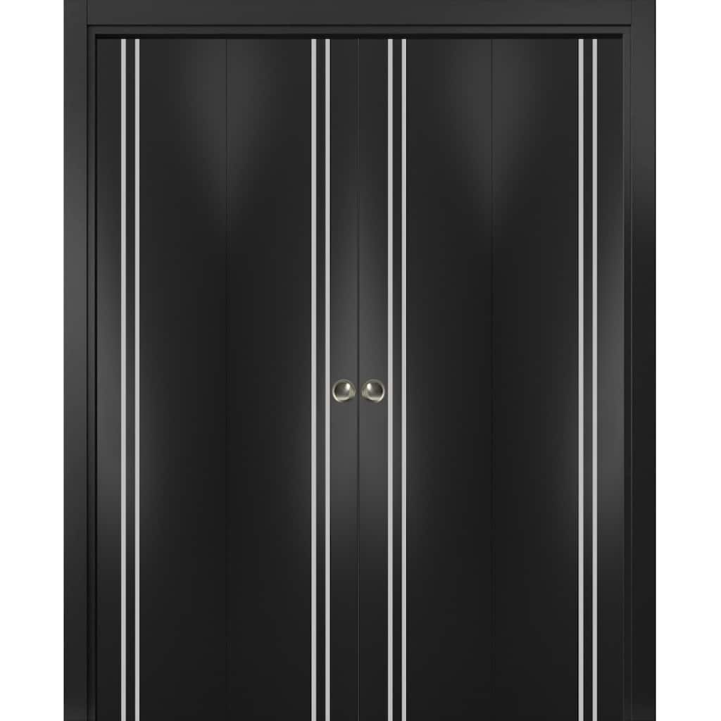 Double Bi-fold Doors Planum 0310 Matte Black with Sturdy Tracks