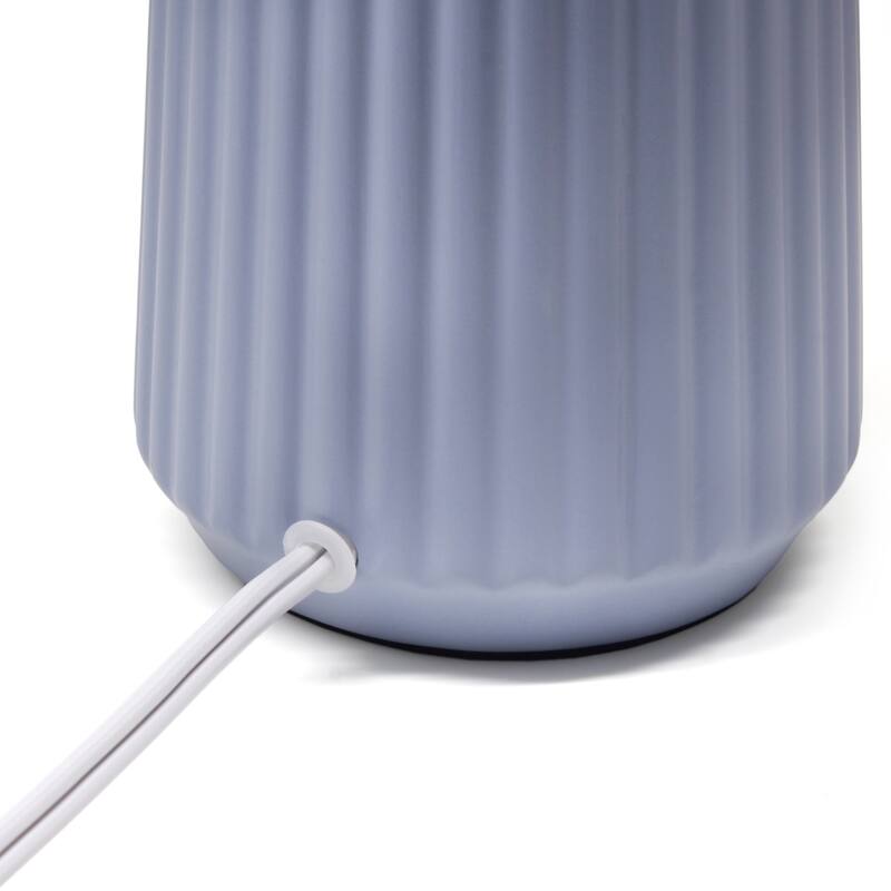 Vertical Grooved Ceramic Table Lamp with Drum Shade - 16" - Slate Blue