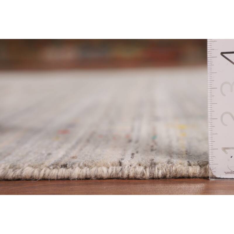 Earth Tone Gabbeh Square Area Rug Hand-Knotted Oriental Wool Carpet - 7'10" X 8'0"