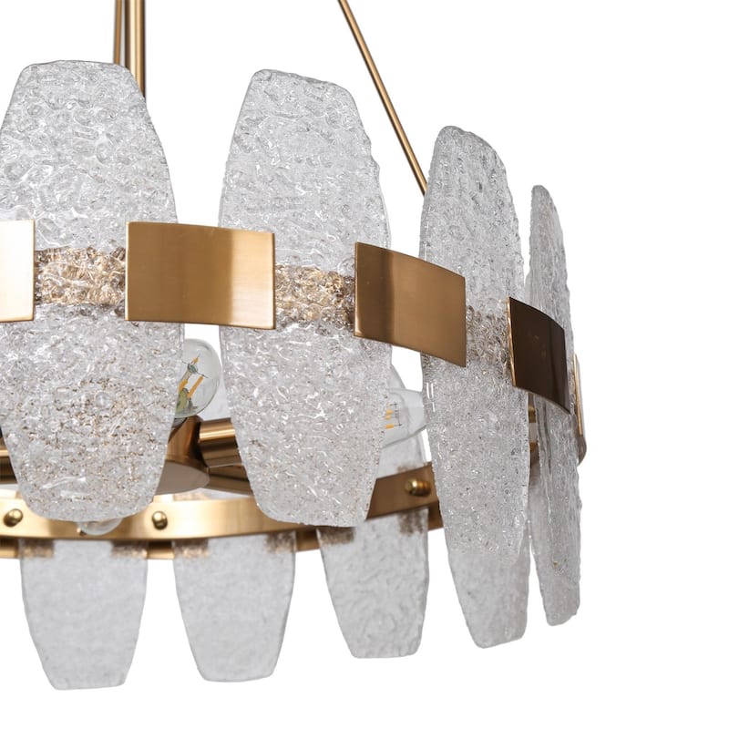 Mid-century Modern 4-Lights Drum Chandelier Art Decor Glass Kitchen Island Lights for Dining Room - D 19.7" x H 24"