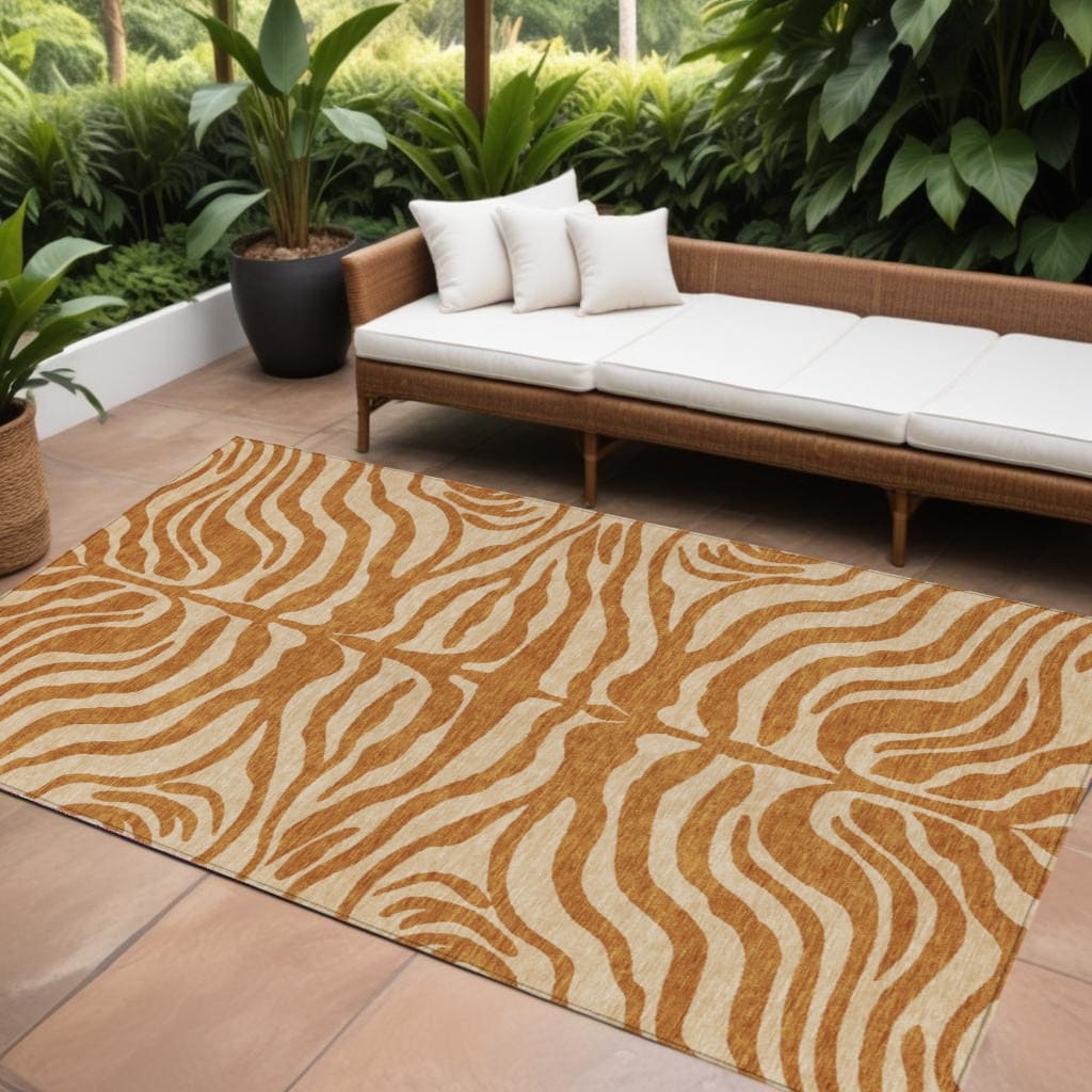 HomeRoots Animal Print Transitional Rectangle Outdoor Rug