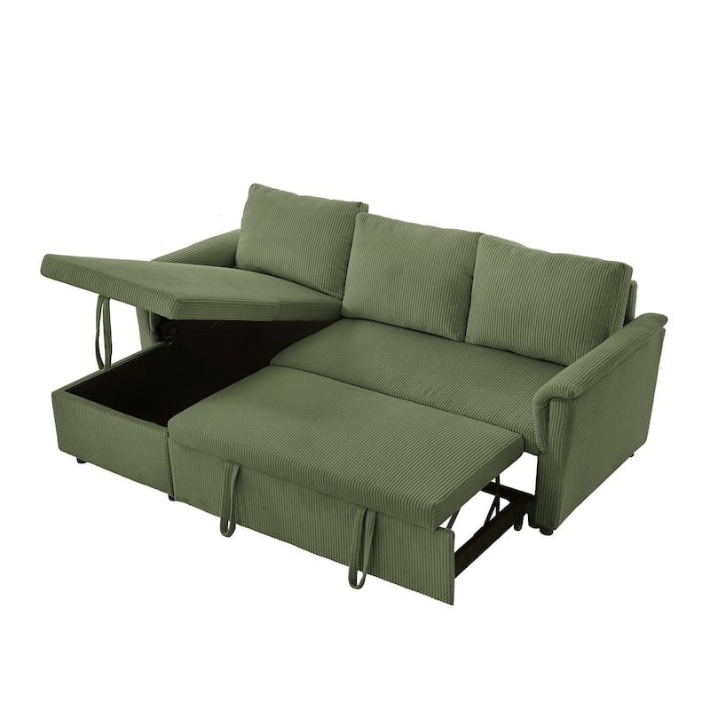 Modern 2-Seater Sofa L-Shaped Sleeper Sofa with 2 Pillows Storage Chaise and Adjustable Backrest, for Living Room