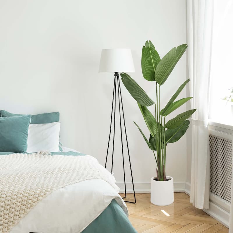 American Art Decor Artificial Faux Tree in White Tapered Ceramic Pot