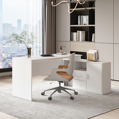 Timechee Home Office Computer Desk Corner Desk 55-inch Writing Table