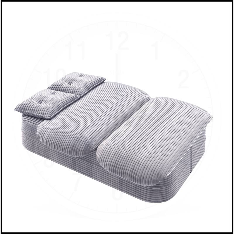 78.7 " W 2-in-1 Plush Corduroy Foldable Sofa